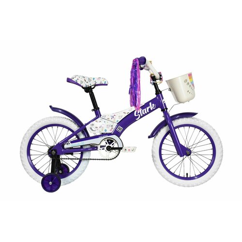 Велосипед Stark Tanuki 16 Girl (2023) (Велосипед Stark'23 Tanuki 16 Girl фиолетовый/белый, алюминий, HQ-0010154)
