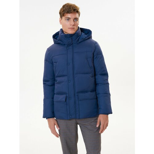 фото  куртка vosq зимняя, силуэт прямой, карманы, капюшон, съемный капюшон, быстросохнущая, утепленная, водонепроницаемая, размер xl, синий