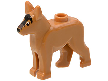 Деталь Lego Немецкая овчарка Alsatian / German Shepherd with Black Eyes, Nose, Blaze and Dark Brown Muzzle Pattern 92586pb01