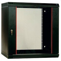 Цмо Шкаф телекоммуникационный настенный разборный 12U 600х350 дверь стекло цвет черный ШРН-Э-12.350-9005 1 коробка