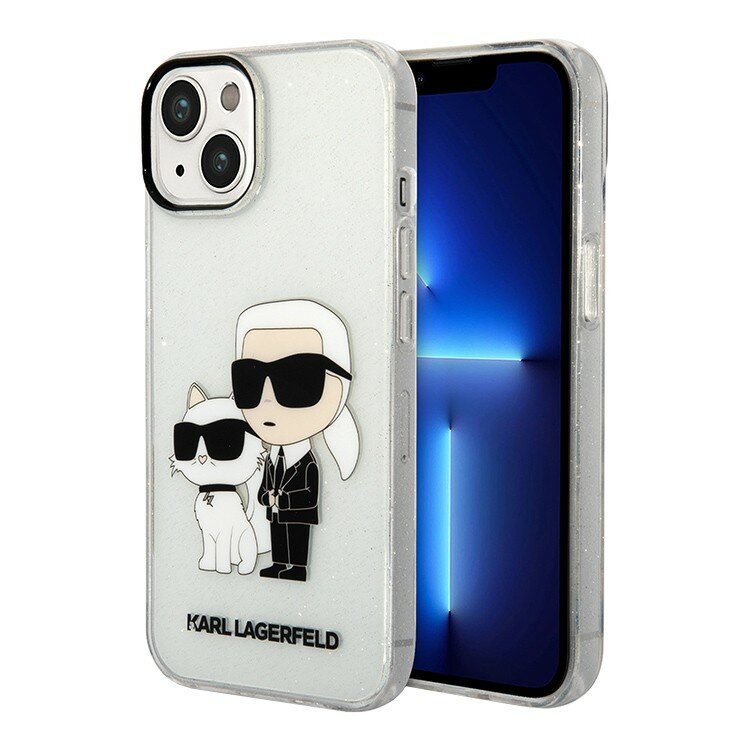 Karl Lagerfeld для iPhone 15 чехол PC/TPU NFT Karl & Choupette Hard Glitter Transparent