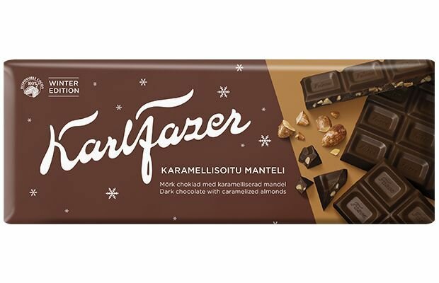 Шоколад темный Karl Fazer карамелизированный миндаль 200 г (Финляндия)