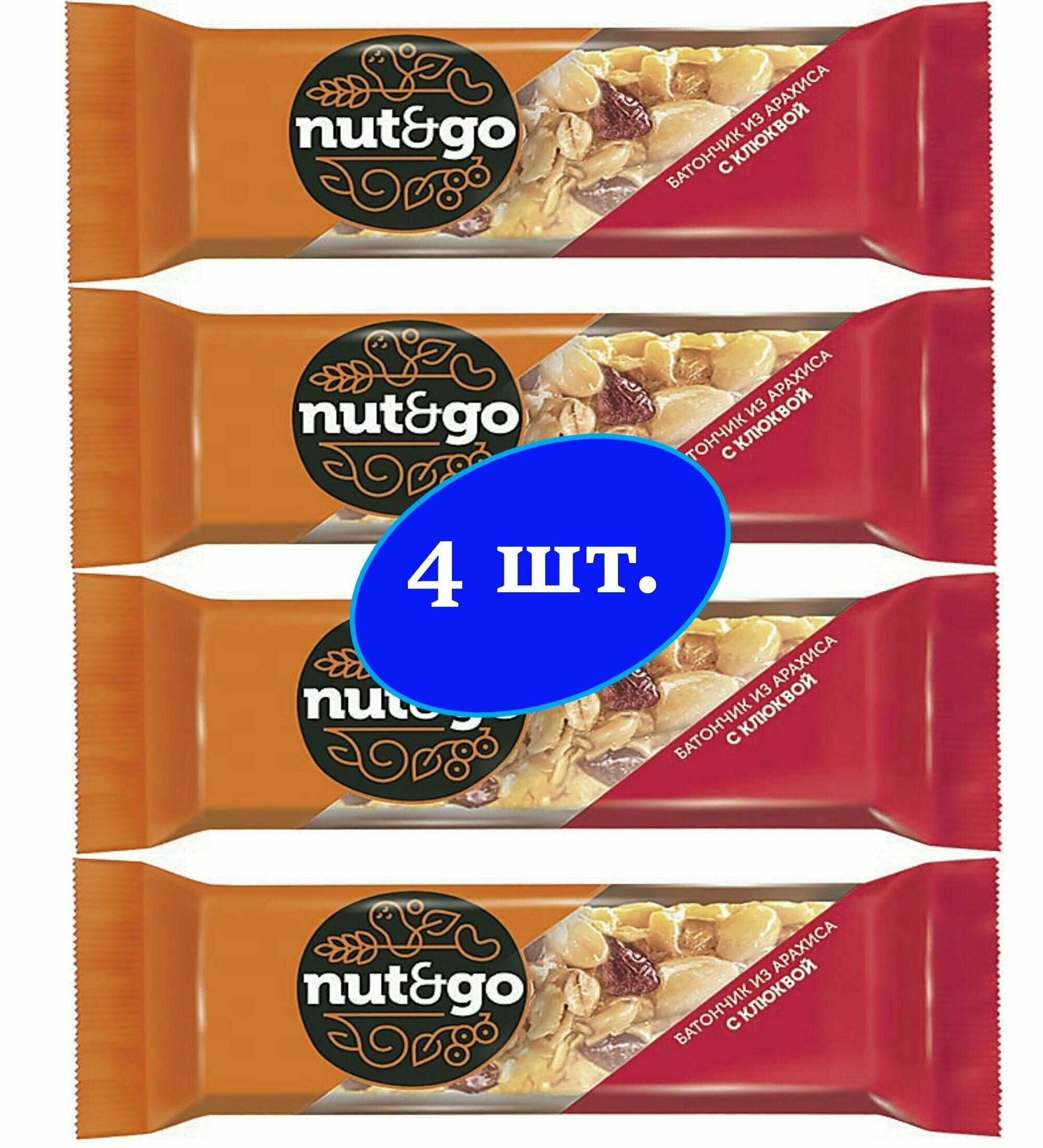 Шоколадный батончик Nut&Go - с арахисом и клюквой, 42 г