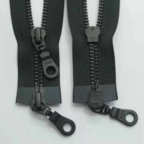Застежка-молния разъемная, черная. Окрашенная бронза. YKK. Тип 5. Длина 30 см. 2 бегунка