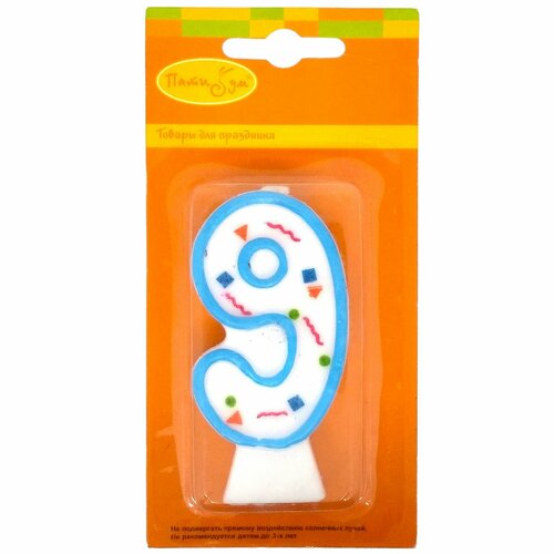 Свеча для торта цифра 9 8см конфетти 293₽