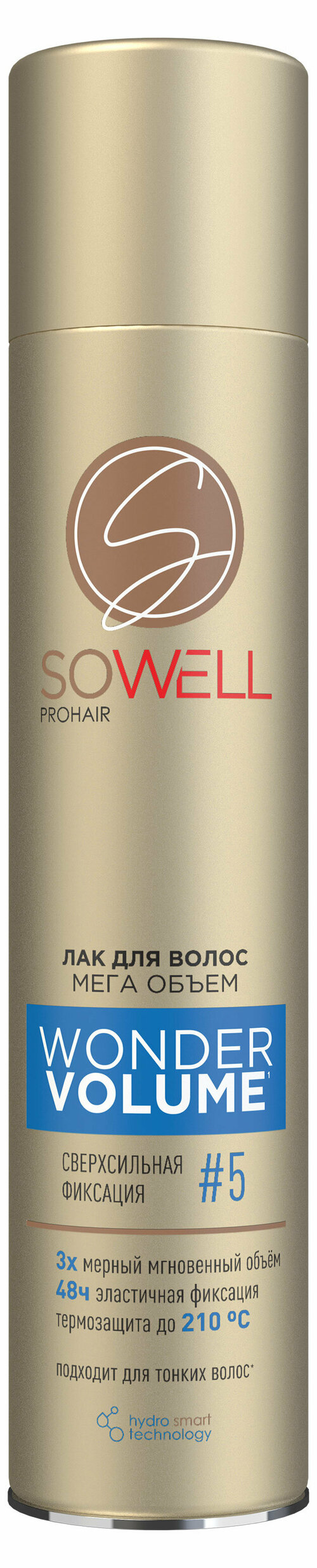 Лак для волос SoWell Wonder Volume Мега объем от корней сверхсильной фиксации №5, 300 мл