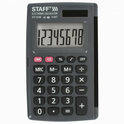 STAFF Калькулятор карманный staff stf-6248 (104х63 мм), 8 разрядов, двойное питание, 250284 калькулятор staff stf 6248 250284