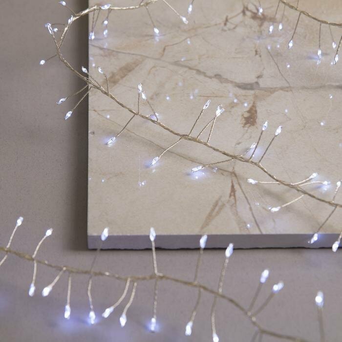 Гирлянда уличная Luazon Lighting Нить мишура роса 2 м LED-200-4 5В 8 режимов нить прозрачная свечение белое (3652332)