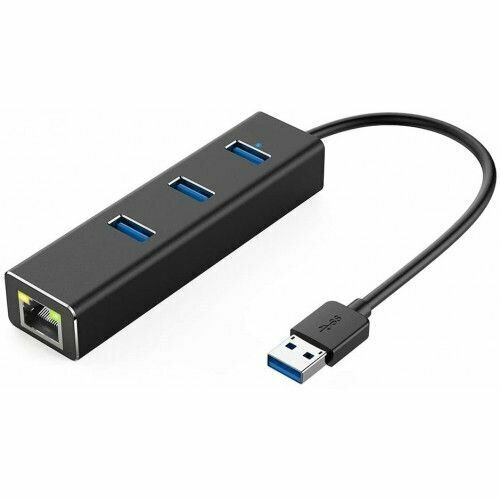 Концентратор USB3.0 Hub 3 port, LAN, адаптер с USB KS-IS