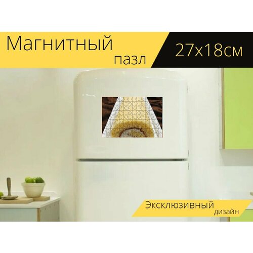 Магнитный пазл Торт, рулет, фрукты на холодильник 27 x 18 см.