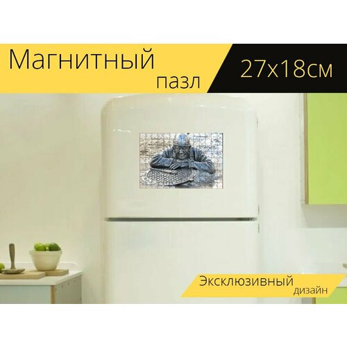 Магнитный пазл Россия, омск, канал на холодильник 27 x 18 см.