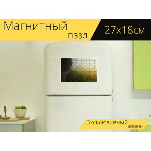 Магнитный пазл Деревья, поле, тащить на холодильник 27 x 18 см.