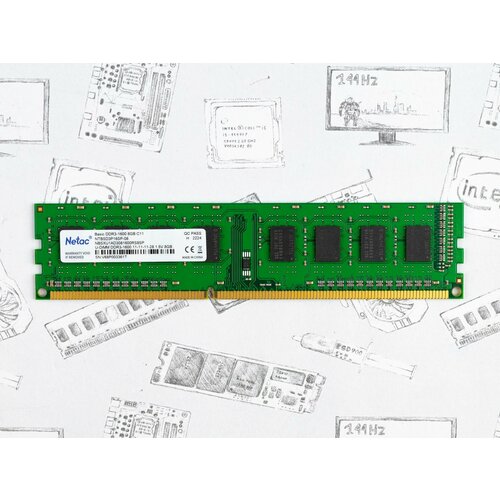 Оперативная память DIMM DDR3 Netac 8Gb 1600Mhz CL11 15V 167100₽