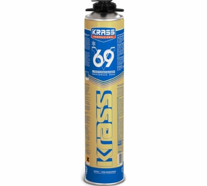 Пена монт KRASS Professional V69 пистолетная Зима 0,89л Республика Беларусь