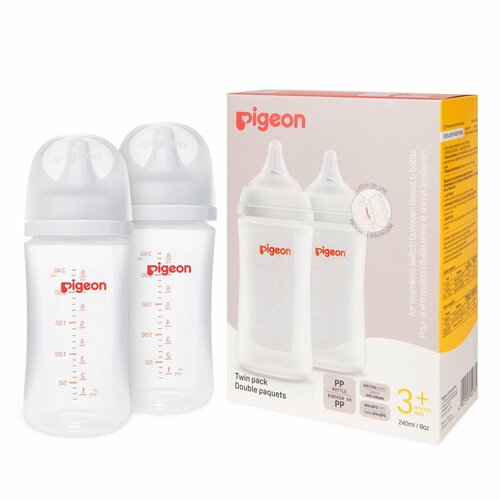 Комплект бутылочек для кормления Pigeon SofTouch Peristalis PLUS (PP), противоколиковая, 240 мл х 2 шт