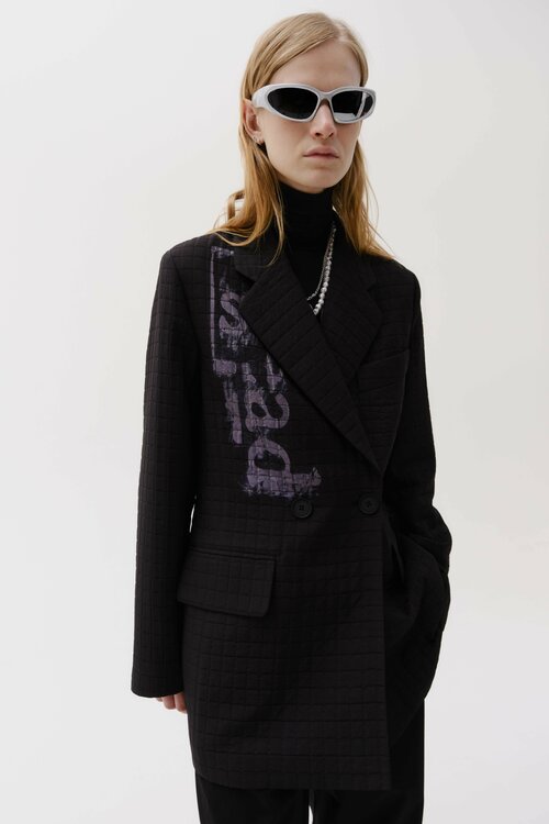 Пиджак ХакаМа, удлиненный, силуэт полуприлегающий, размер 40, черный
