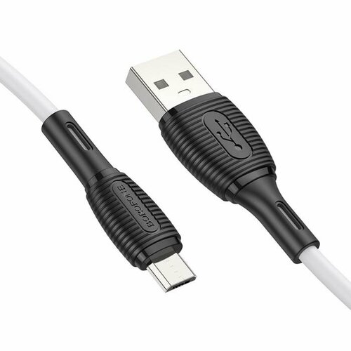 Кабель USB BOROFONE BX86 silicone для Micro USB, 2.4A, длина 1м, белый кабель usb borofone bx86 silicone для type c 3 0a длина 1м белый