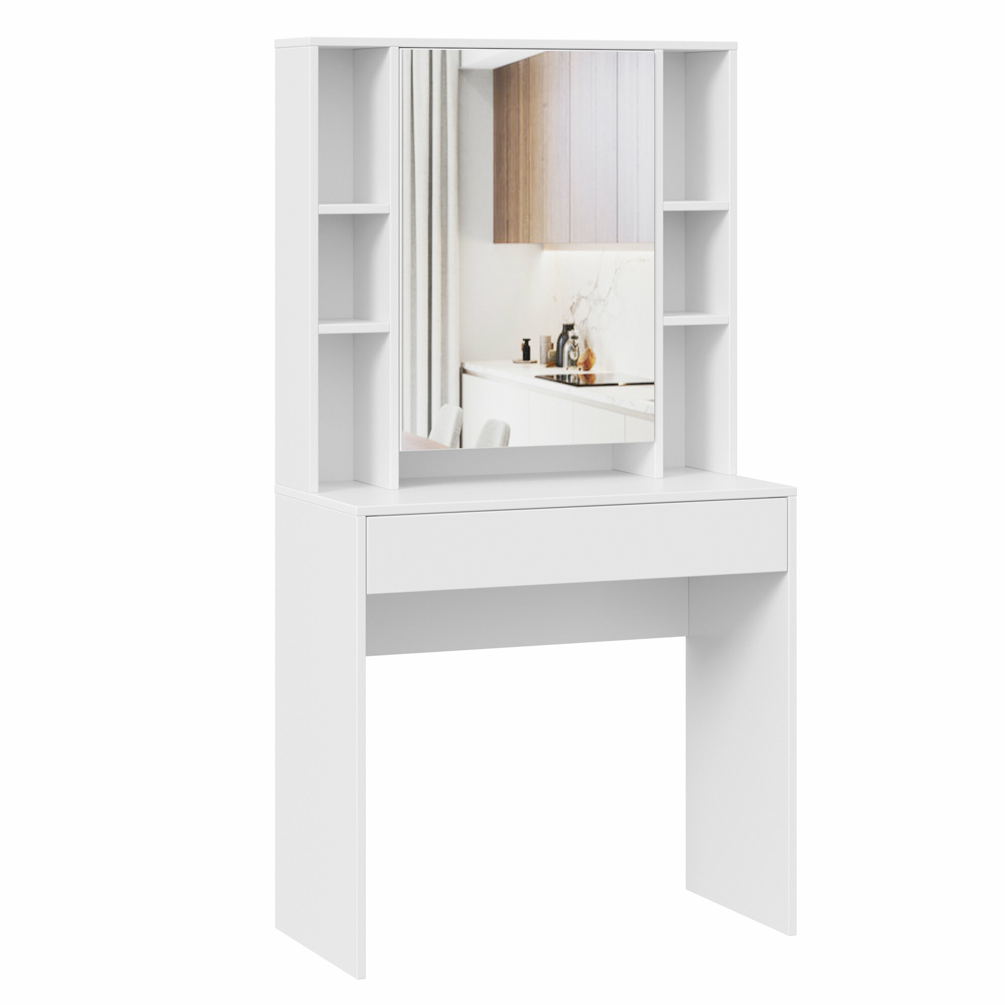 Туалетный столик с зеркалом, белый, ТриЯ, (ВхДхГ) 153х80х40 см, Салли Hoff - фото №2
