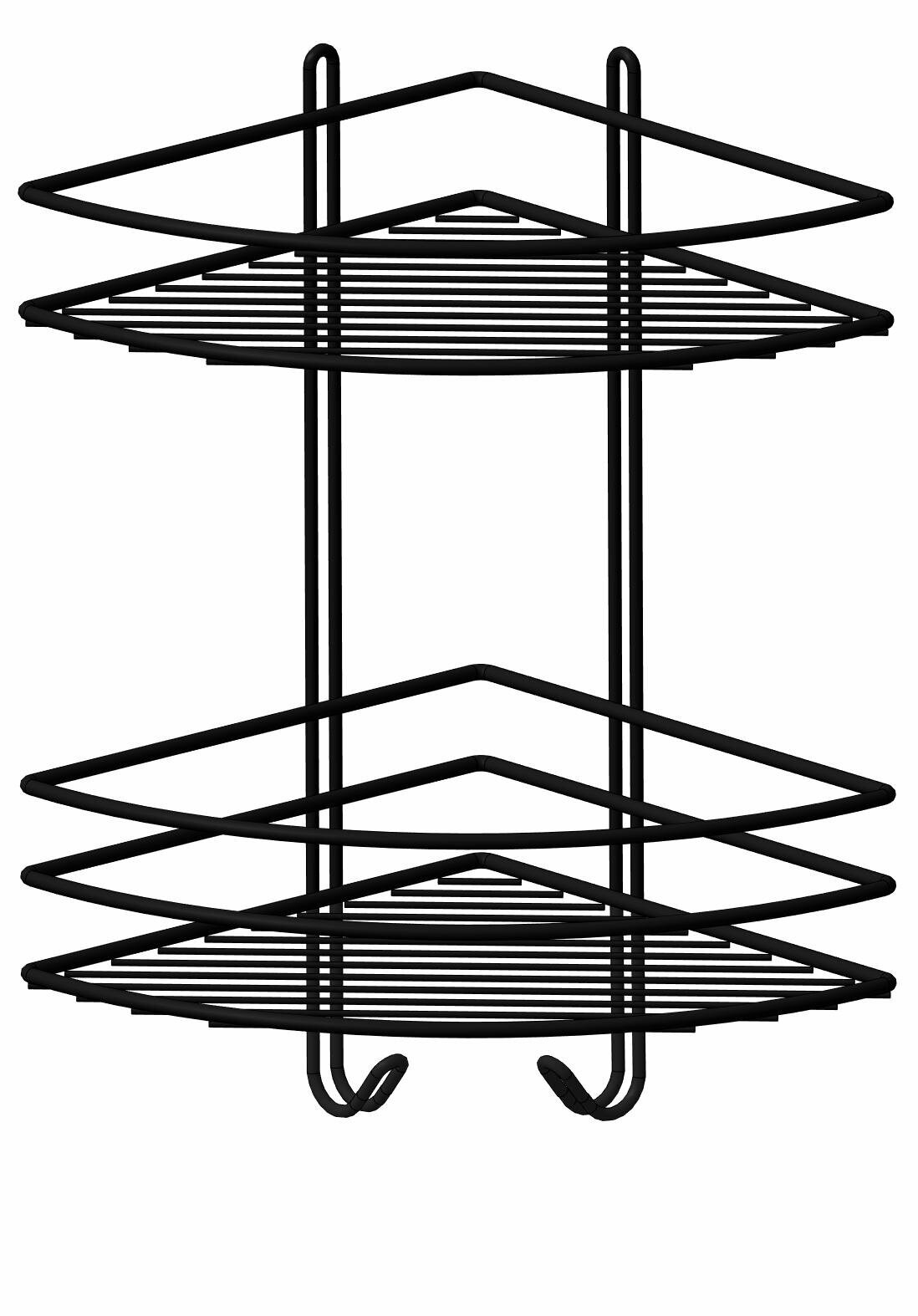 Полка для ванной PROFFERO угловая крючки черный