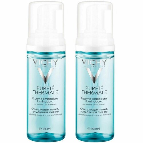 Vichy Очищающая пенка для умывания Purete Thermal, придающая сияние, 2 х 150 мл vichy очищающая пенка для умывания purete thermal придающая сияние 2 х 150 мл