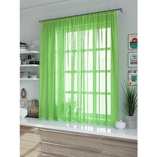 Штора для кухни Лайма салатовый из вуали