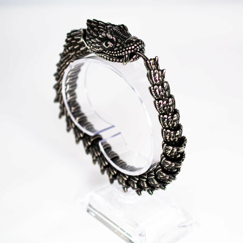 фото Браслет зеленоглазый змей, 1 шт., размер 20.5 см, серый zloster