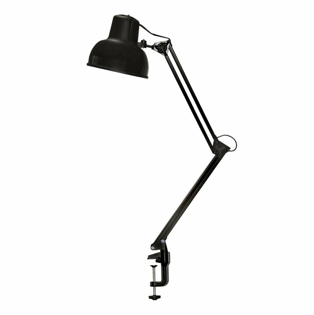Светильник Трансвит Бета-К, лампа настольная офисная на струбцине с креплением к столу, цоколь e27, 60 Вт, черный