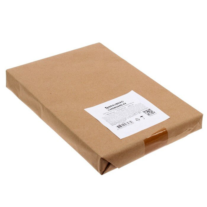 Белый картон Brauberg А4 100 листов, 290 г/м2, для подшивки документов, 210х297 мм (124877)