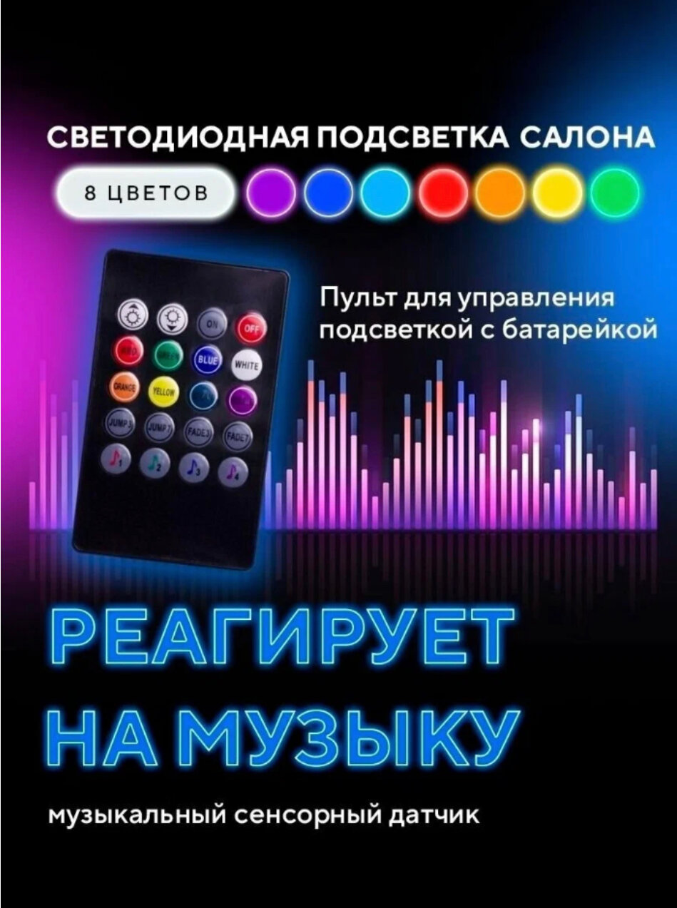 Атмосферные огни в салон автомобиля. Аксессуары для машин, подсветка лента. Подсветка авто. Светодиодная подсветка автомобиля — фото 8