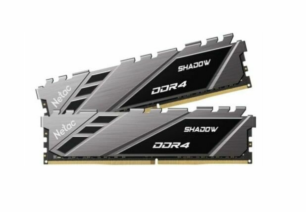 Модуль памяти DDR 4 DIMM 16Gb (8Gbx2) PC25600 3200Mhz Netac Shadow II NTSWD4P32DP-16K C16 Black с радиатором