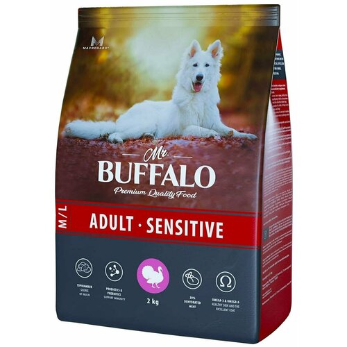 Mr.Buffalo / Сухой корм для собак Mr. Buffalo Adult M/L Sensitive с индейкой 2кг 2 шт