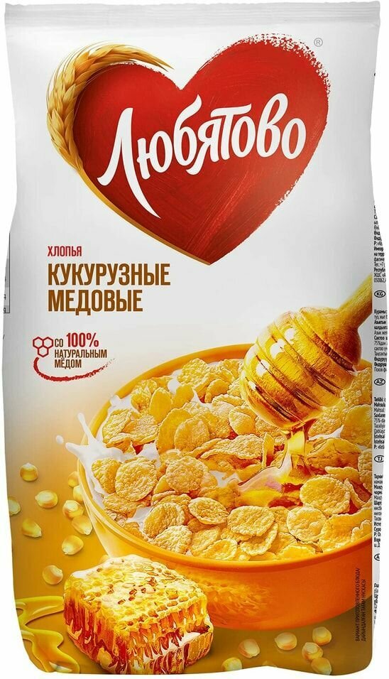 Хлопья Любятово Кукурузные медовые 250г