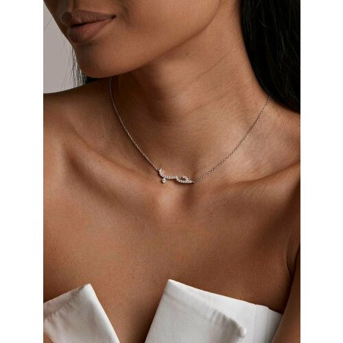 Колье, циркон, длина 45 см, серебристый