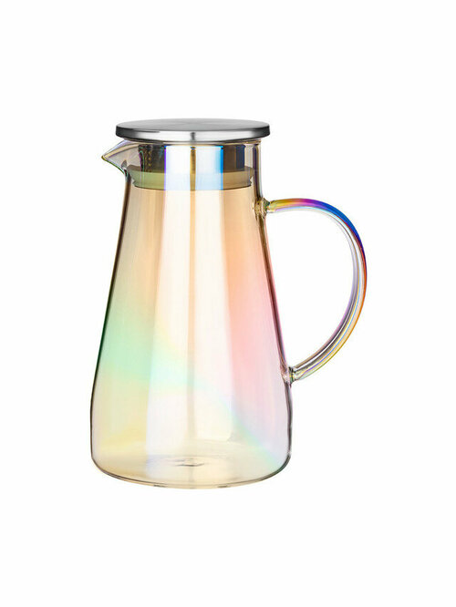 Кувшин для воды, напитков / с крышкой, стеклянный /Agness Rainbow, 1,2 л,