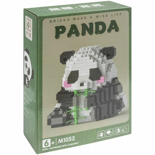 3D-конструктор панда с бамбуком, VOMBATIK СM4007, 504 деталей, Коллекционная игрушка