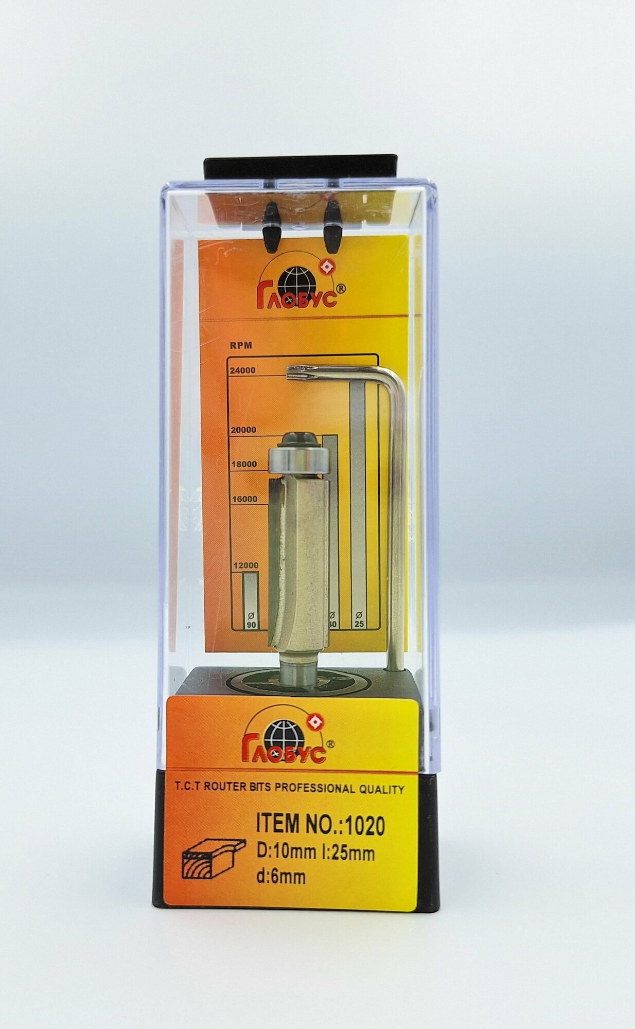 Фреза Globus 1020 D 10х25 хвостовик 6 мм кромочная прямая