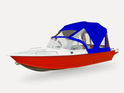 Изображение товара Wyatboat-430 Pro. Тент ходовой с дугами скреплениями на штатное стекло(Т-паз)