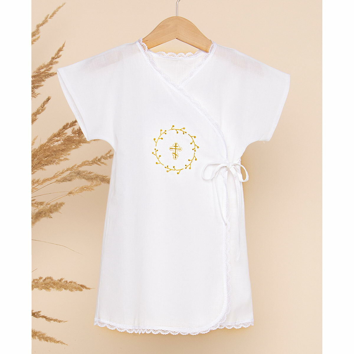 фото Крестильная рубашка Золотой Гусь муслин, 62-74