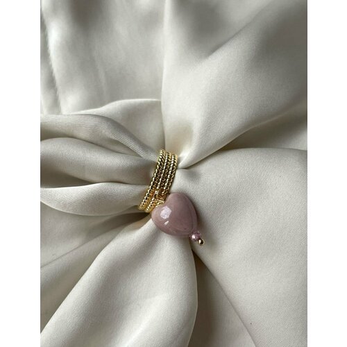 фото Кольцо pansy, агат синтетический, керамика, безразмерное, золотистый