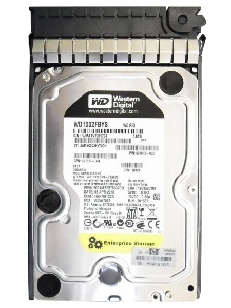 Жесткий диск HP WD1002FBYS-70A6B0 1Tb SATAII 3,5" HDD