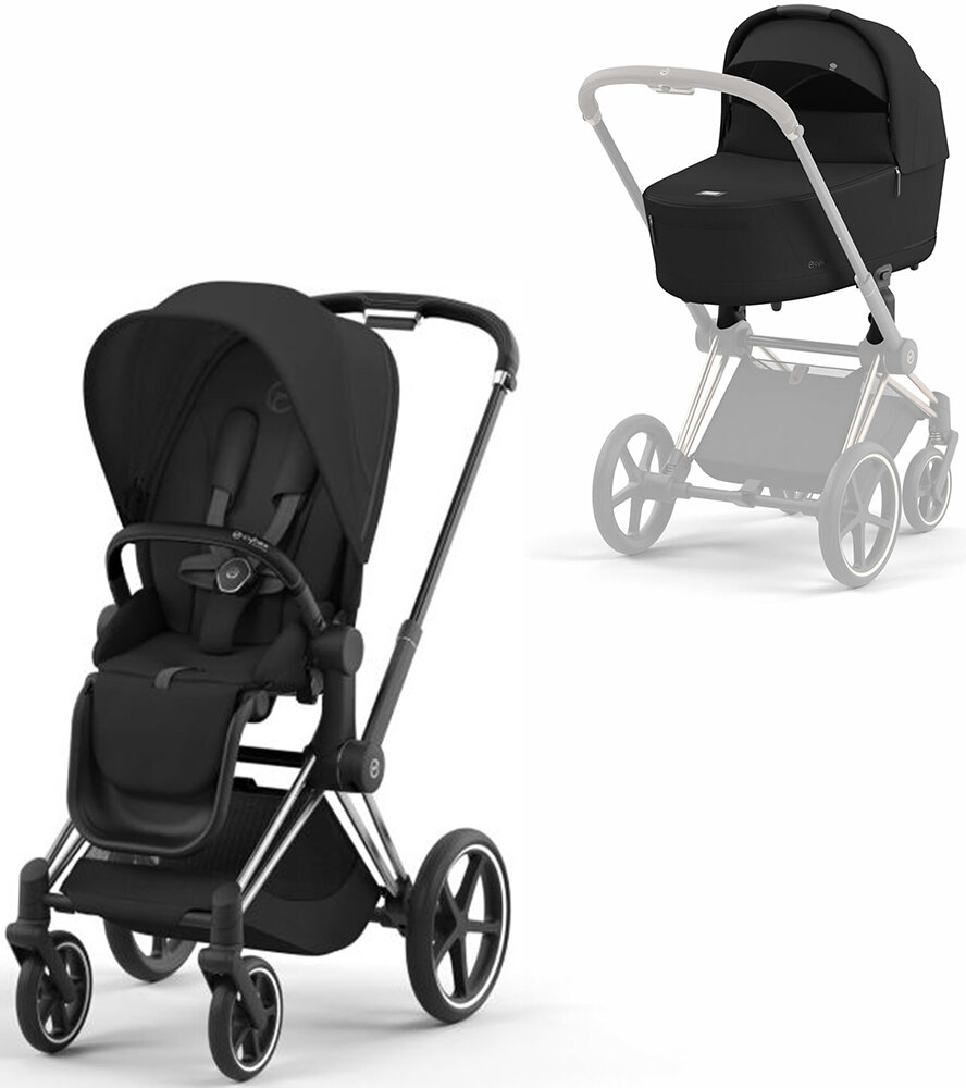 Коляска 2 в 1 Cybex Priam IV Sepia Black, шасси chrome/black