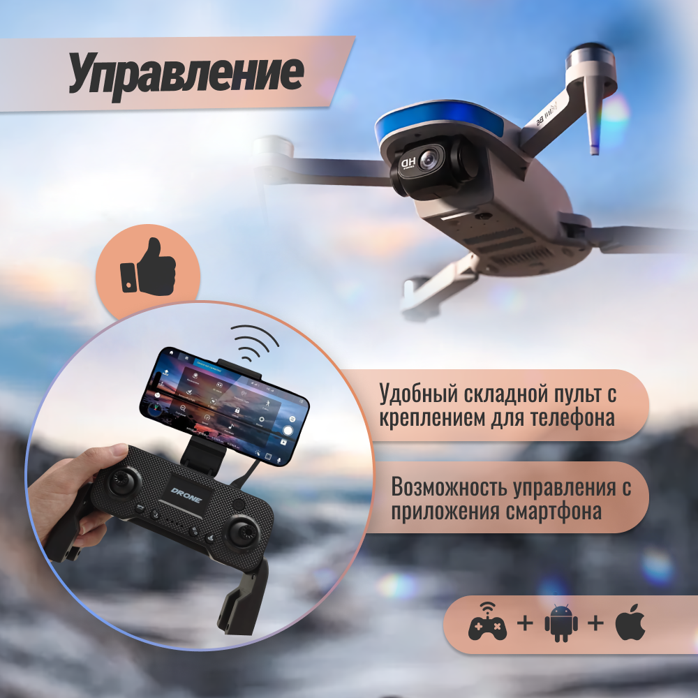 Квадрокоптер Fatfish MD-B6 "Mini" Радиоуправляемый квадрокоптер с камерой и датчиком GPS