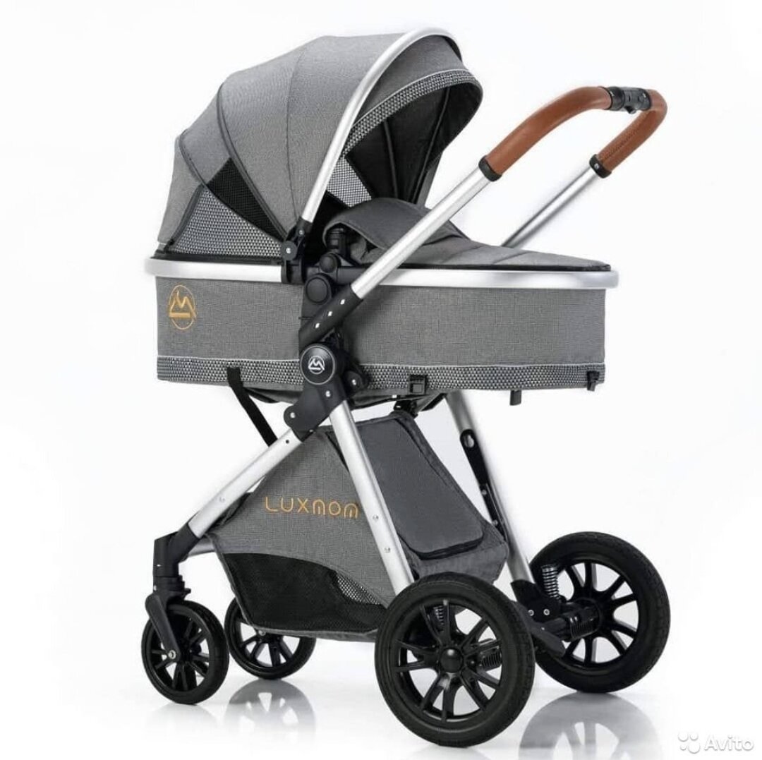 Коляска-трансформер Luxmom V9 2в1 серая, коляска для новорожденных, прогулочная коляска