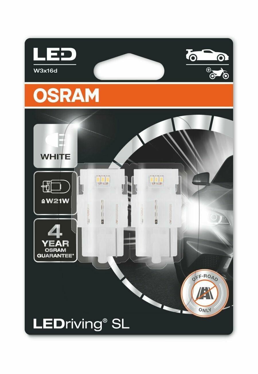 Лампа автомобильная светодиодная OSRAM LEDriving SL 7505DWP-02B W21W 12V 14W WHITE W3x16q