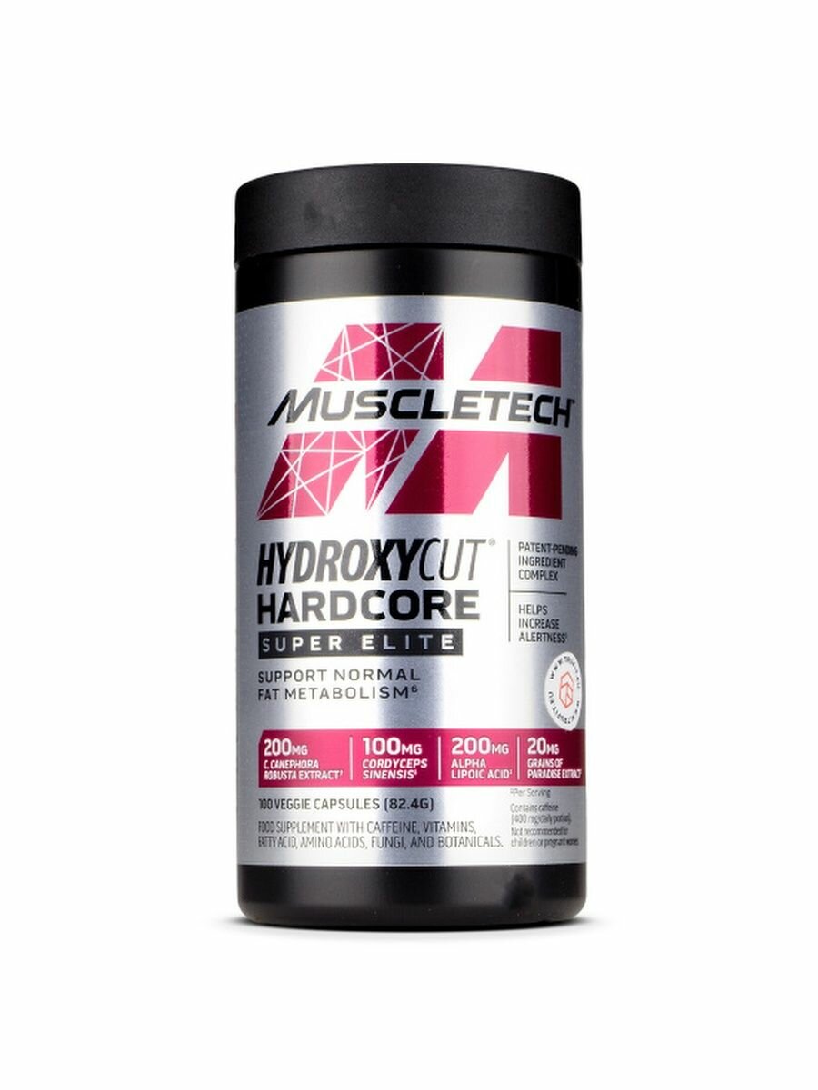 Жиросжигатель MuscleTech Hydroxycut Hardcore Super Elite 100 вегетарианских капсул — фото 1