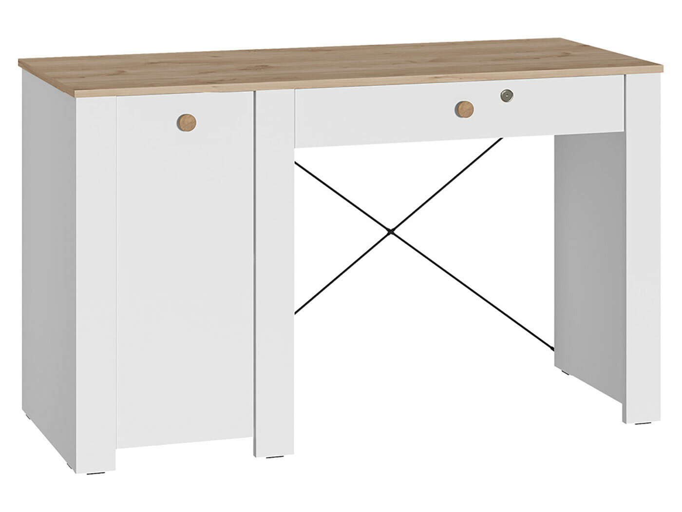 фото Детский письменный стол Моби Джастин 12.154 Белый шагрень / Дуб Белый эксклюзив