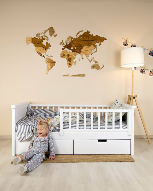 Кровать детская Мечта classic (с ящиками, с бортиком, белая, деревянная, для детской), 160х80