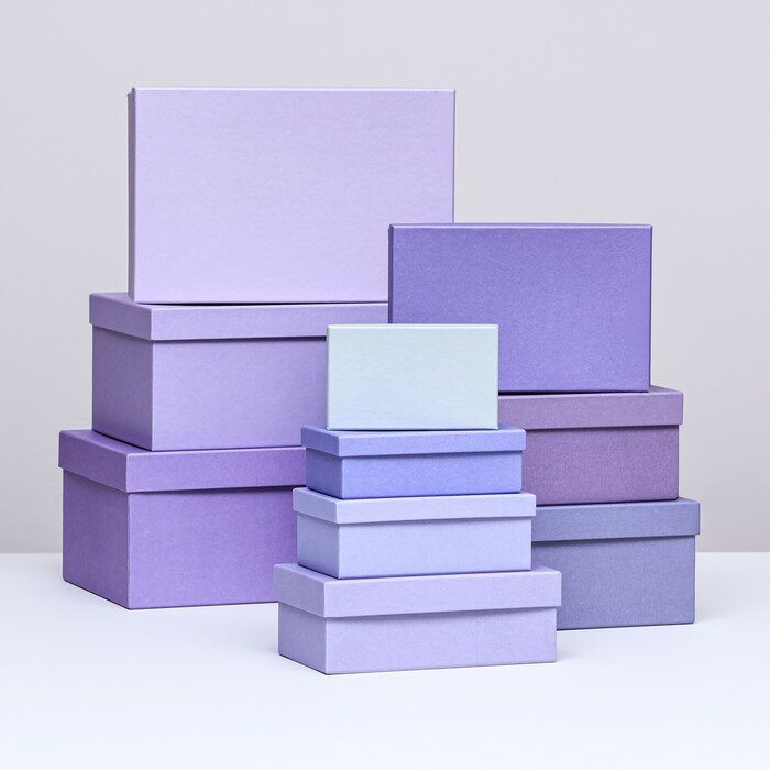 Подарочные коробки 10 в 1 «Оттенки фиолетового»32.5 × 20 × 12.5 - 12×7×4 см