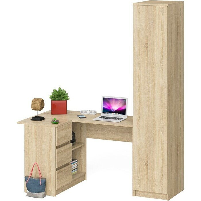 фото Комплект СВК Мори Стол компьютерный МС-16 левый + Пенал МШ400.1, цвет белый