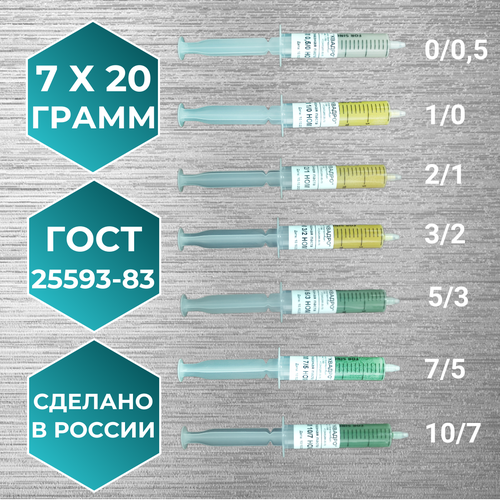 Набор паст алмазных НОМ в шприцах квадро мини 7х20 гр